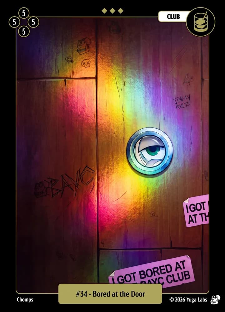 #34 Bored at the Door foil card art