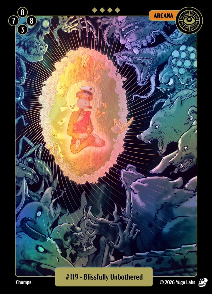 #119 Blissfully Unbothered foil card art